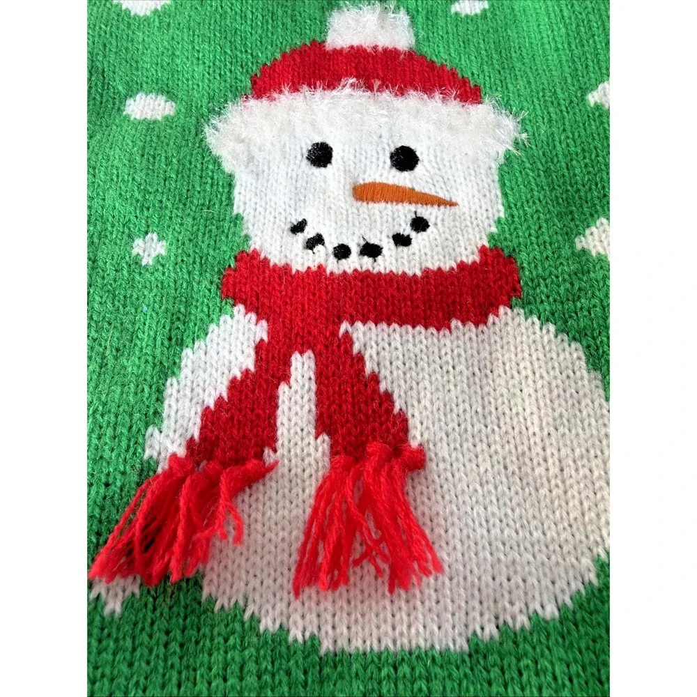 Simply Dog Snowman Snowflakes Christmas Holiday Dog Sweater Red White Medium New